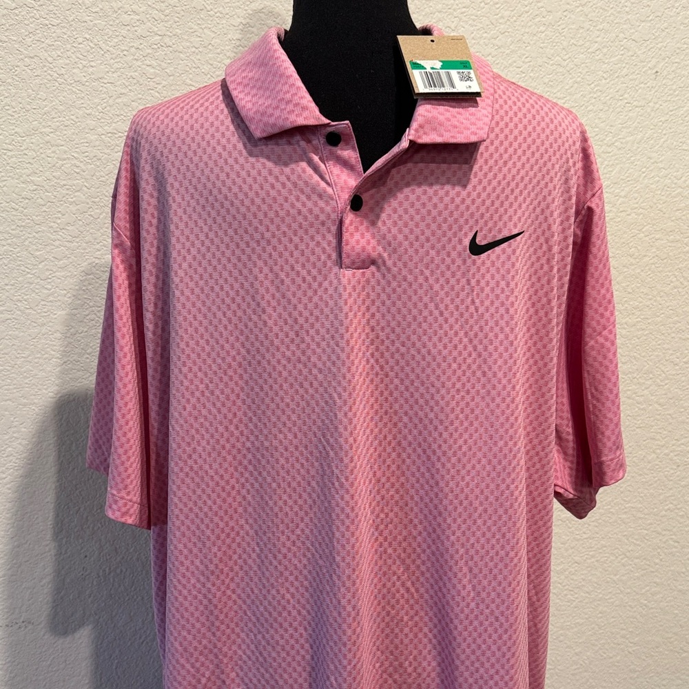 Nike Men's Polo Shirt in Pink with Black Logo